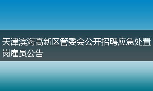 天津滨海高新区管委会公开招聘应急处置岗雇员公告