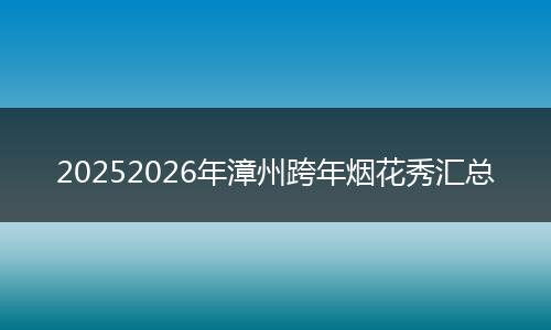 20252026年漳州跨年烟花秀汇总