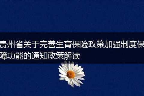 贵州省关于完善生育保险政策加强制度保障功能的通知政策解读