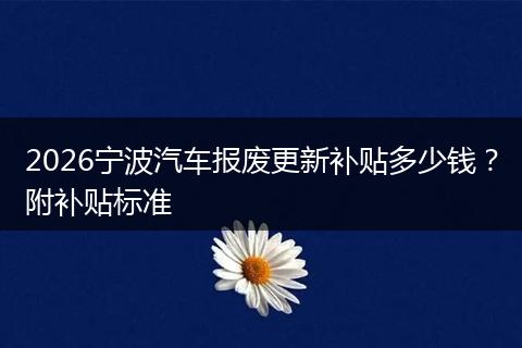 2026宁波汽车报废更新补贴多少钱？附补贴标准