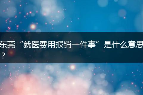 东莞“就医费用报销一件事”是什么意思？