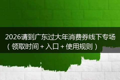 2026请到广东过大年消费券线下专场（领取时间＋入口＋使用规则）