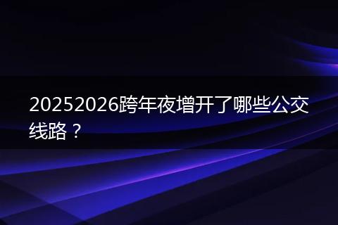 20252026跨年夜增开了哪些公交线路？