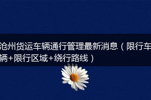 沧州货运车辆通行管理最新消息（限行车辆+限行区域+绕行路线）