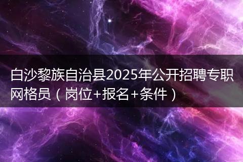 白沙黎族自治县2025年公开招聘专职网格员（岗位+报名+条件）