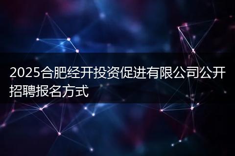 2025合肥经开投资促进有限公司公开招聘报名方式