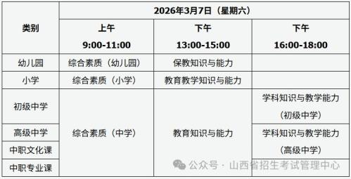 2026山西教资笔试时间是什么时候？