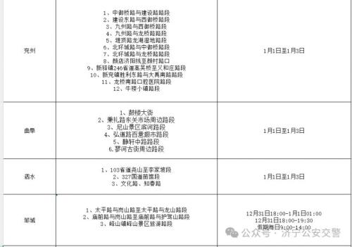 2026济宁元旦出行指南