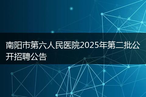 南阳市第六人民医院2025年第二批公开招聘公告