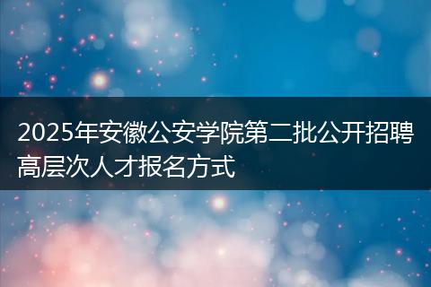 2025年安徽公安学院第二批公开招聘高层次人才报名方式