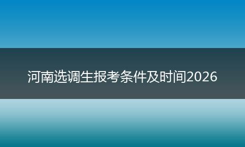 河南选调生报考条件及时间2026