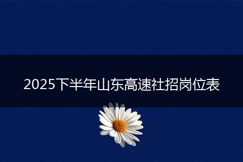 2025下半年山东高速社招岗位表