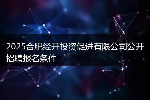 2025合肥经开投资促进有限公司公开招聘报名条件