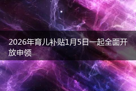 2026年育儿补贴1月5日一起全面开放申领