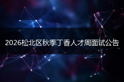 2026松北区秋季丁香人才周面试公告