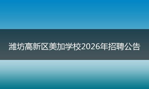 潍坊高新区美加学校2026年招聘公告