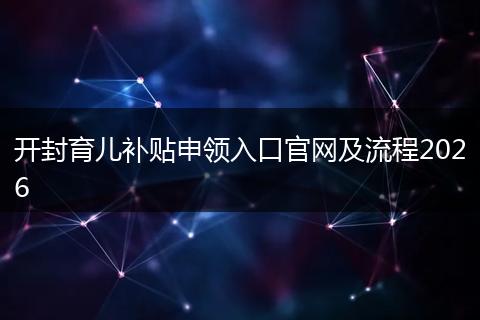 开封育儿补贴申领入口官网及流程2026