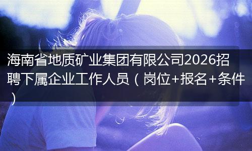 海南省地质矿业集团有限公司2026招聘下属企业工作人员（岗位+报名+条件）