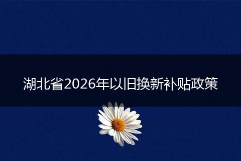 湖北省2026年以旧换新补贴政策