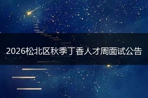 2026松北区秋季丁香人才周面试公告