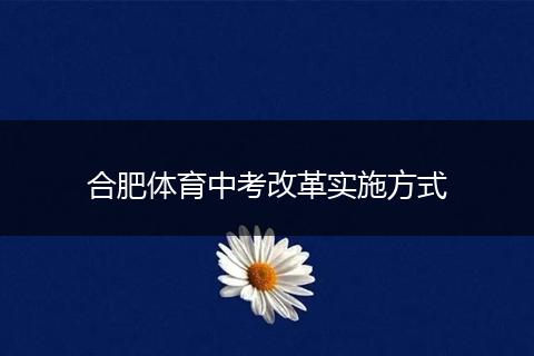 合肥体育中考改革实施方式