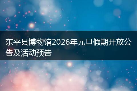 东平县博物馆2026年元旦假期开放公告及活动预告