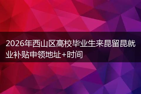 2026年西山区高校毕业生来昆留昆就业补贴申领地址+时间