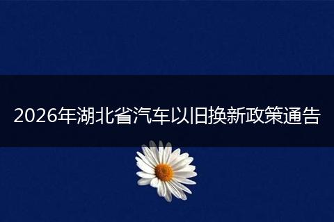 2026年湖北省汽车以旧换新政策通告