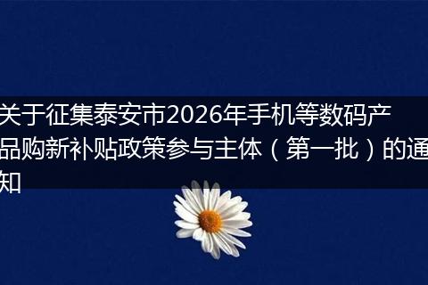 关于征集泰安市2026年手机等数码产品购新补贴政策参与主体（第一批）的通知