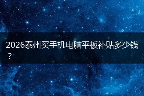 2026泰州买手机电脑平板补贴多少钱？