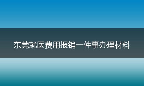 东莞就医费用报销一件事办理材料