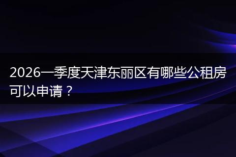 2026一季度天津东丽区有哪些公租房可以申请？