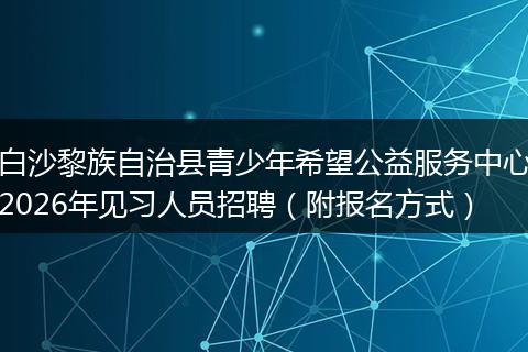 白沙黎族自治县青少年希望公益服务中心2026年见习人员招聘（附报名方式）