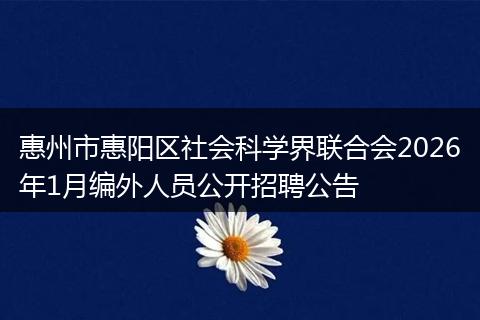 惠州市惠阳区社会科学界联合会2026年1月编外人员公开招聘公告