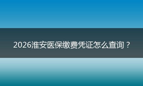 2026淮安医保缴费凭证怎么查询？