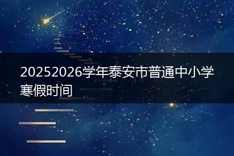 20252026学年泰安市普通中小学寒假时间