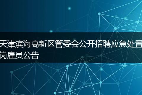 天津滨海高新区管委会公开招聘应急处置岗雇员公告