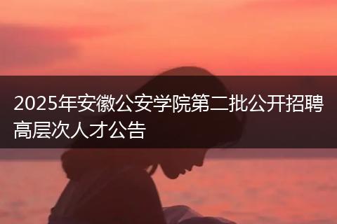 2025年安徽公安学院第二批公开招聘高层次人才公告