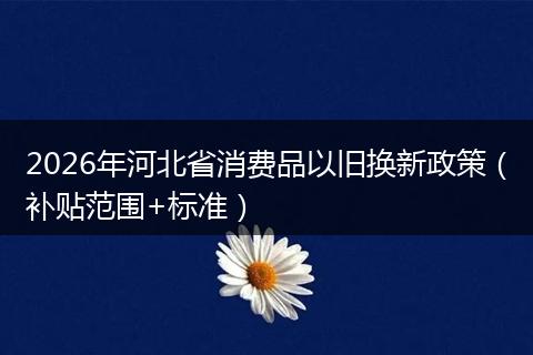 2026年河北省消费品以旧换新政策（补贴范围+标准）