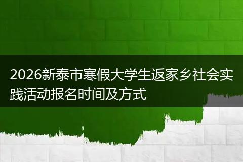 2026新泰市寒假大学生返家乡社会实践活动报名时间及方式