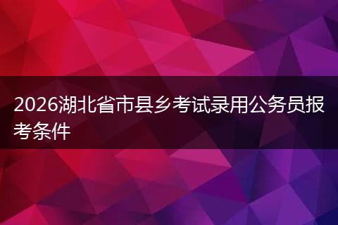 2026湖北省市县乡考试录用公务员报考条件