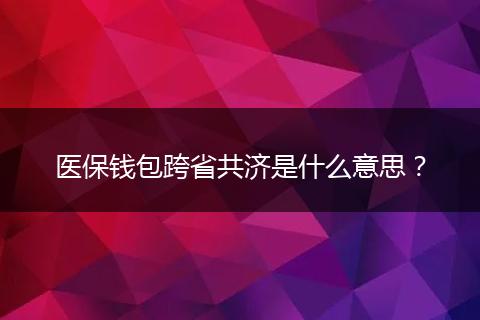 医保钱包跨省共济是什么意思？