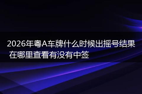 2026年粤A车牌什么时候出摇号结果 在哪里查看有没有中签