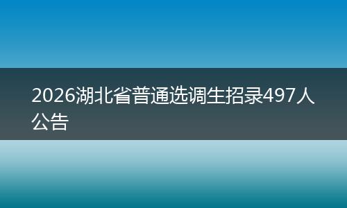 2026湖北省普通选调生招录497人公告