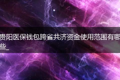 贵阳医保钱包跨省共济资金使用范围有哪些_