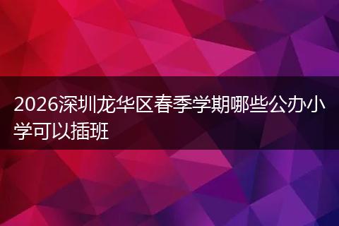 2026深圳龙华区春季学期哪些公办小学可以插班