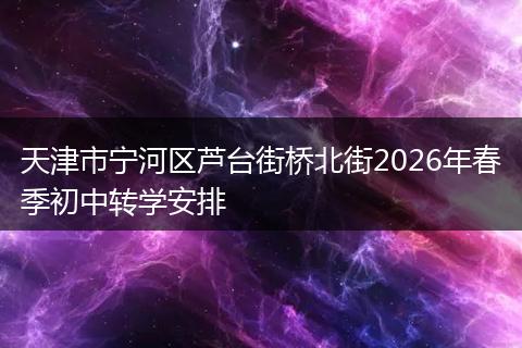天津市宁河区芦台街桥北街2026年春季初中转学安排