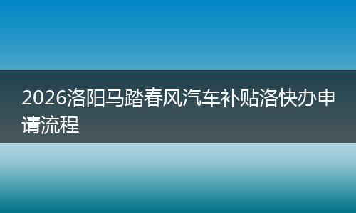 2026洛阳马踏春风汽车补贴洛快办申请流程