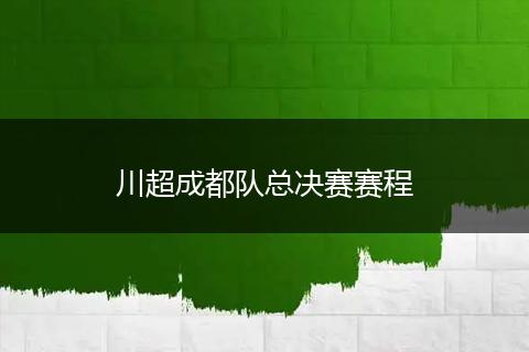 川超成都队总决赛赛程