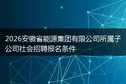 2026安徽省能源集团有限公司所属子公司社会招聘报名条件